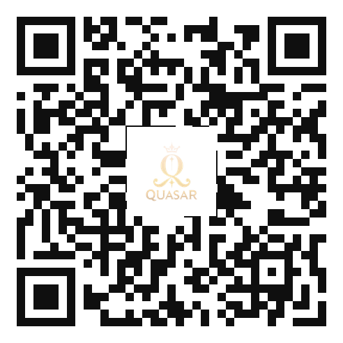 QR code linking to the Quasar Salon app on the App Store